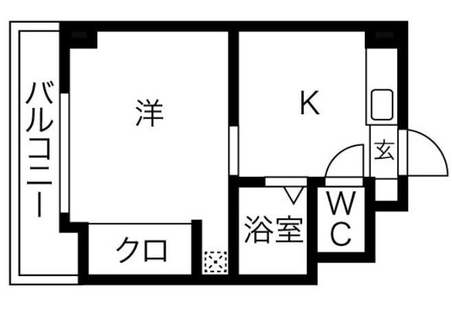 ハッピーコート豊沢(1K/2階)の間取り写真