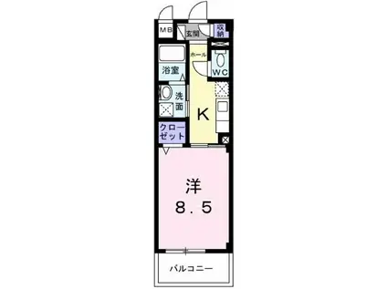 サニーキャンプ東雲I(1K/1階)の間取り写真