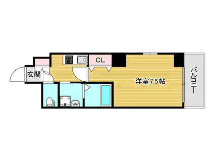 ルミエール田辺(1K/5階)の間取り写真