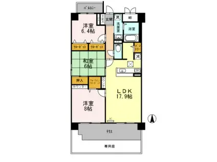 イーグル山手(3LDK/1階)の間取り写真
