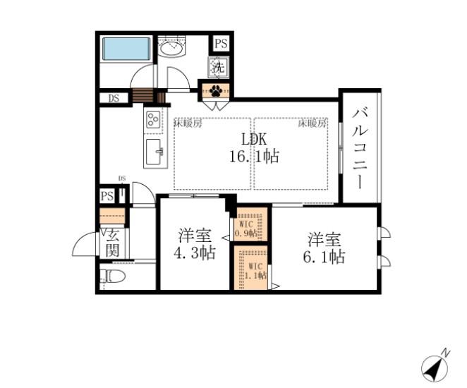 VICTOIRE 南流山(2LDK/2階)の間取り写真