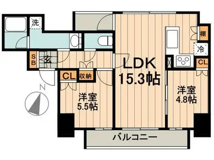 ADONIS(2LDK/1階)の間取り写真