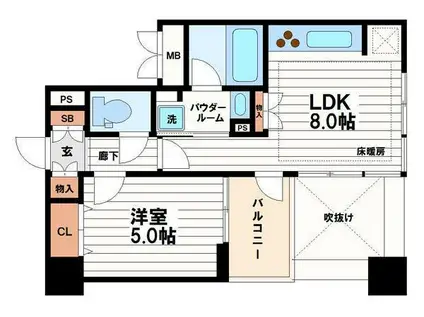 プレサンスロジェ心斎橋(1LDK/6階)の間取り写真