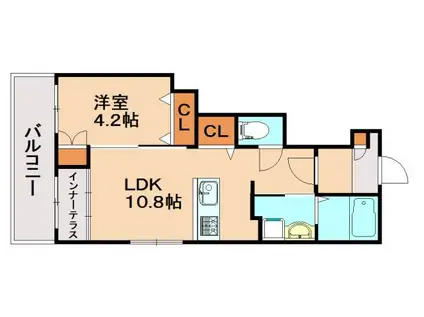 シャルール(1LDK/1階)の間取り写真