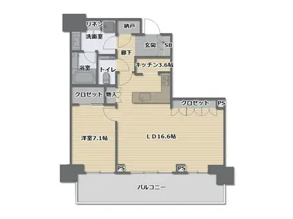グランドメゾン新梅田タワー THE CLUB RESIDENCE(1LDK/44階)の間取り写真
