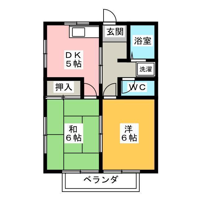 真中アパート(2DK/2階)の間取り写真