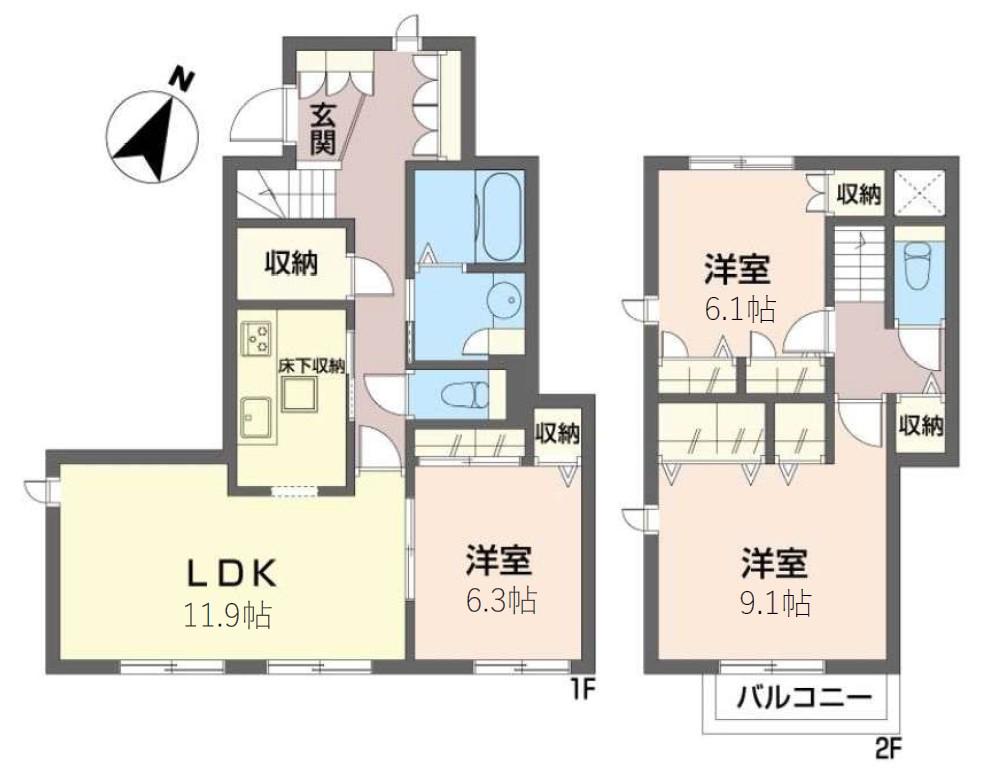 マグノリア(3LDK/1階)の間取り写真