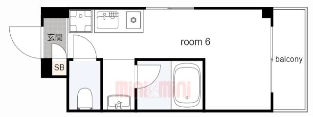 ロイヤルメゾン芦屋VI(ワンルーム/4階)の間取り写真