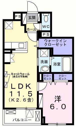 アンジュ(1LDK/3階)の間取り写真