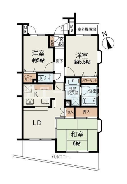 ロイヤルステージ船橋三咲(3LDK/3階)の間取り写真