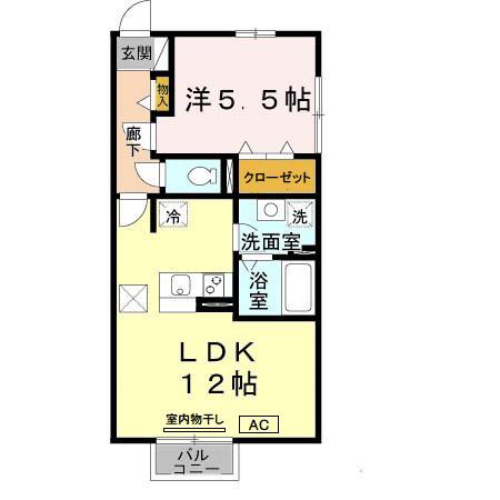 ブランコート(1LDK/1階)の間取り写真