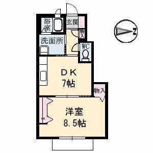 ブランシェ(1DK/1階)の間取り写真