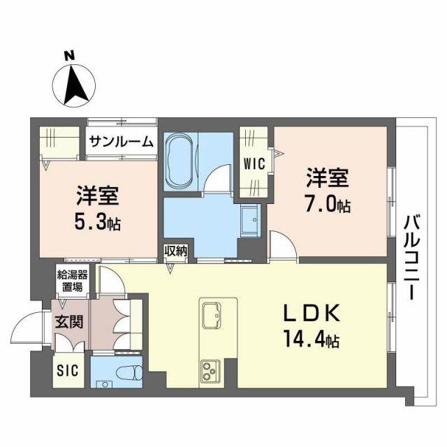ポルターナI(2LDK/1階)の間取り写真