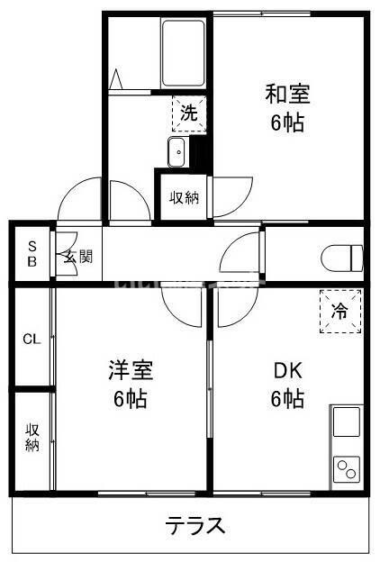メゾン八千代台2号棟(2DK/1階)の間取り写真
