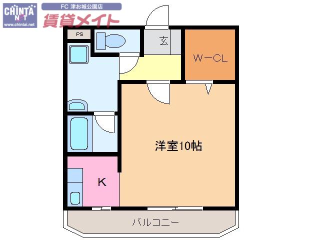 メゾントルヴェール(ワンルーム/3階)の間取り写真
