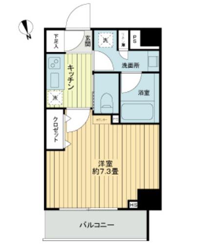 フレシア中目黒(1K/5階)の間取り写真