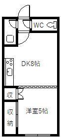 サンピア渡辺I(1DK/3階)の間取り写真