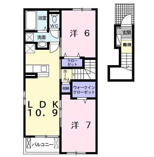 ベル・ウッド富津II(2LDK/2階)の間取り写真