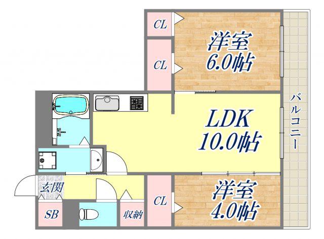 ペルル3(2LDK/2階)の間取り写真