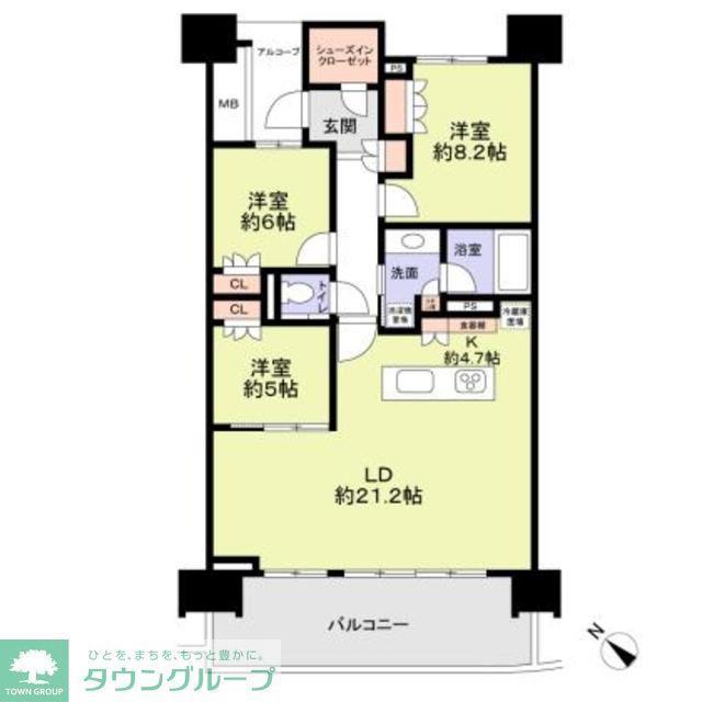 HARUMI FLAG SUN VILLAGE A棟(3LDK/11階)の間取り写真