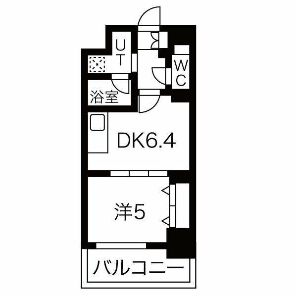 ワコーレ神戸三宮マスターズレジデンス(1DK/4階)の間取り写真
