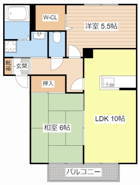 サンガーデン城町(2LDK/2階)の間取り写真