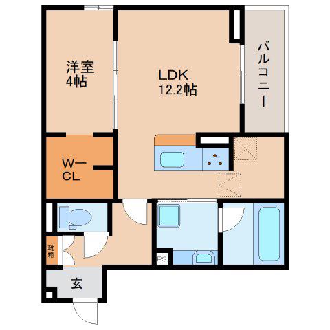 DCREST新川N(1LDK/1階)の間取り写真