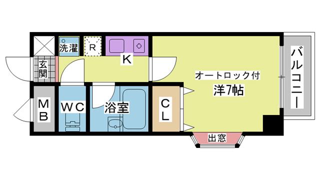 マンション望 伊川谷(1K/2階)の間取り写真