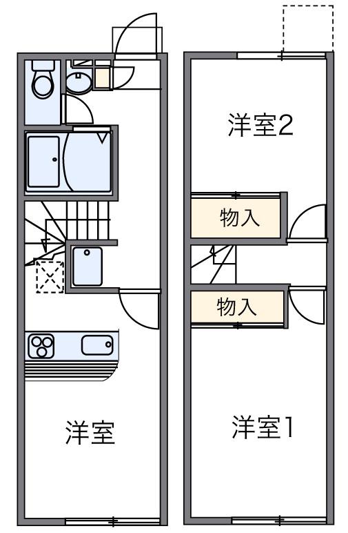 レオパレスエムズコートB(2DK/1階)の間取り写真