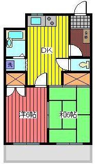 ジュネシオン大熊(2DK/4階)の間取り写真