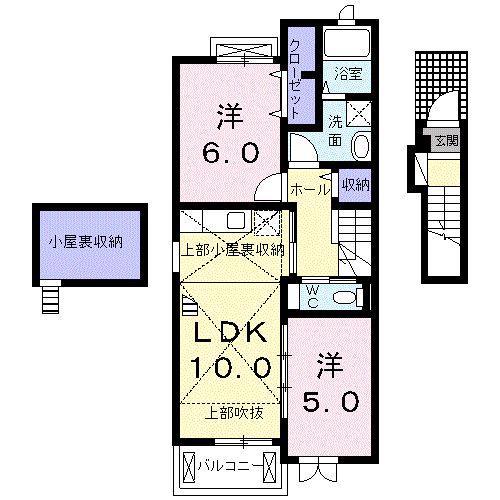 J スタジアム フロント(2LDK/2階)の間取り写真