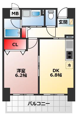 ルミエール・りんくう(1DK/5階)の間取り写真