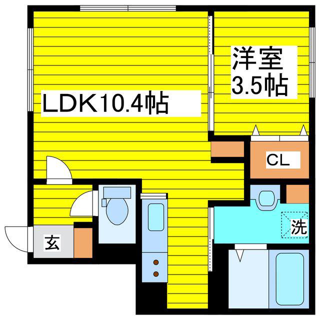 ラグナベルデ北15条PIANO(1LDK/3階)の間取り写真