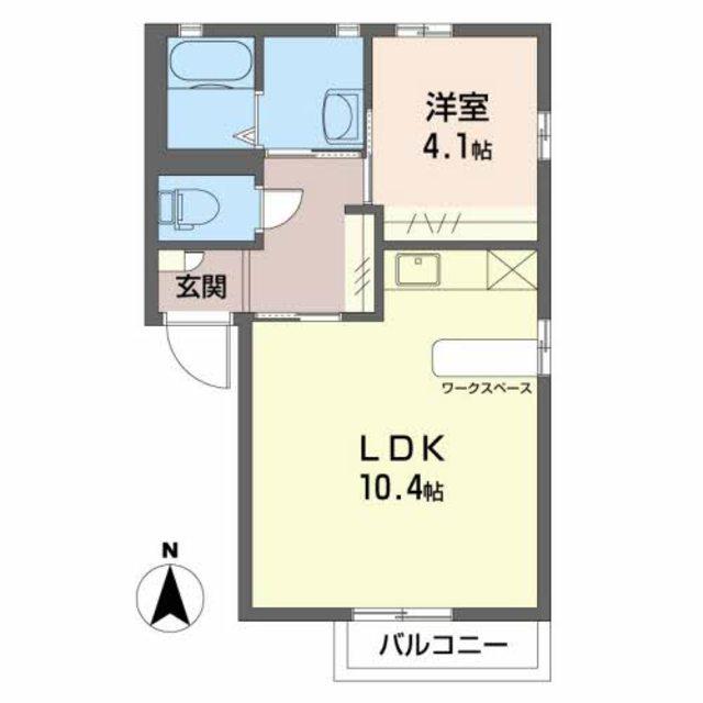 ぱれすよつや A(1LDK/1階)の間取り写真