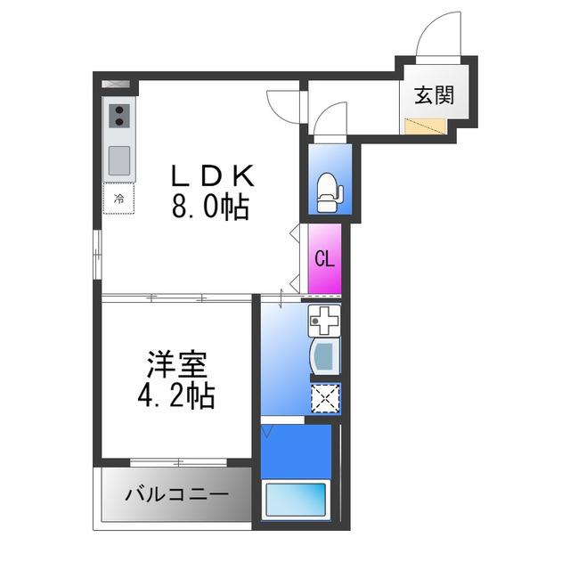 F ASECIA AMUZ I(1LDK/3階)の間取り写真