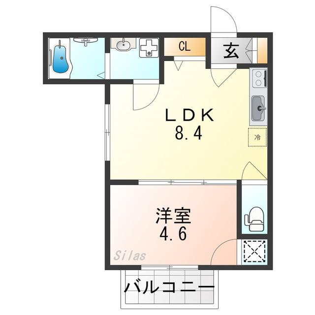 CASA DEL SOL II(1LDK/1階)の間取り写真