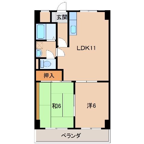 第2ルネみなと(2LDK/3階)の間取り写真