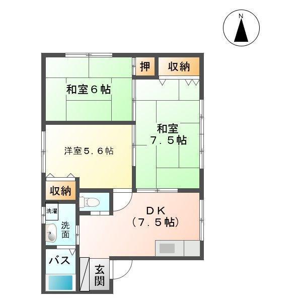 メゾン光町(3DK/2階)の間取り写真