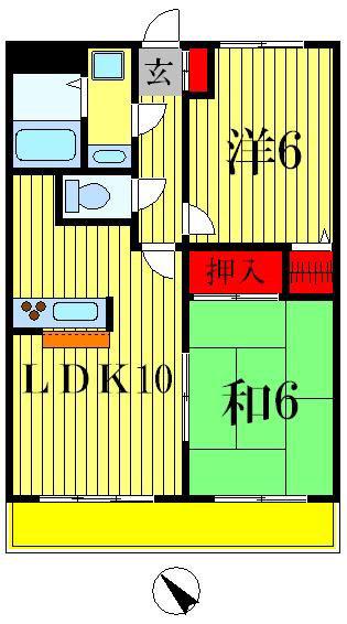スーペリア稔台(2LDK/2階)の間取り写真