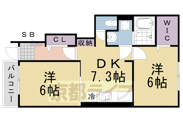 グランデH&M木村II(2DK/1階)の間取り写真
