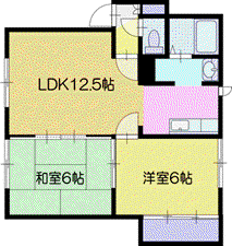 ドゥエル高砂A棟(2LDK/2階)の間取り写真