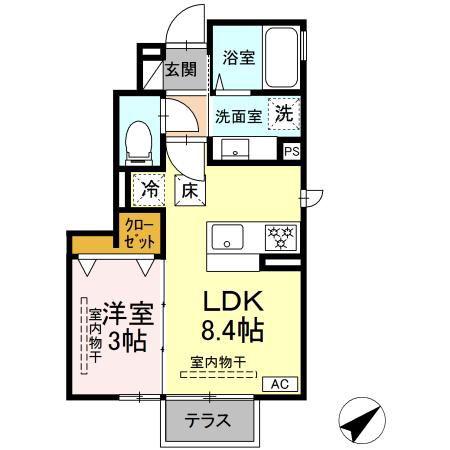 ピースヒルズ(1LDK/1階)の間取り写真
