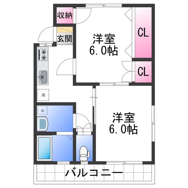 ソルトテラス(2K/2階)の間取り写真