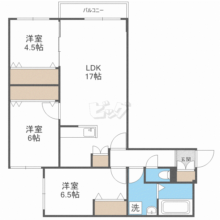 FJ手稲本町(3LDK/5階)の間取り写真