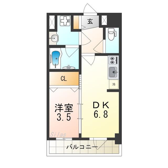 マンションはりげん鳳(1DK/5階)の間取り写真