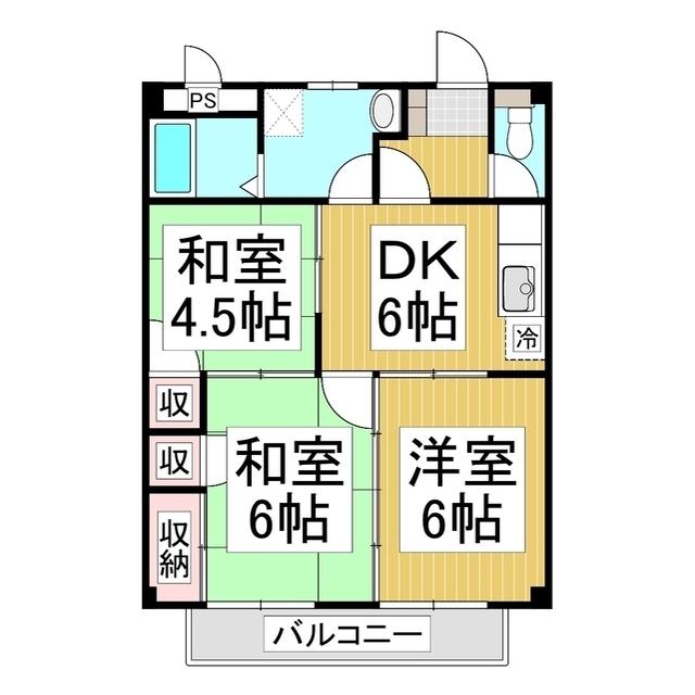 エクセルK(3DK/2階)の間取り写真