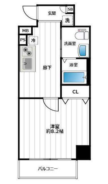 ライジングプレイス巣鴨(1K/5階)の間取り写真