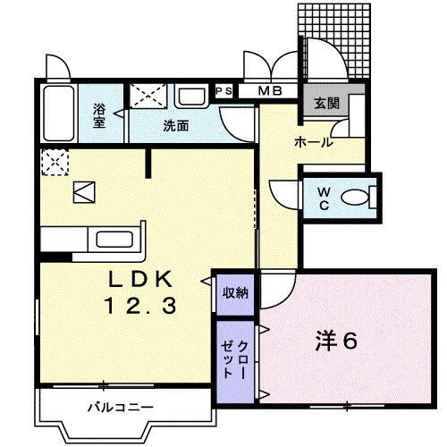 エルリオ(1LDK/1階)の間取り写真