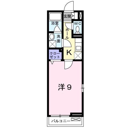 エアリーテラスII(1K/2階)の間取り写真