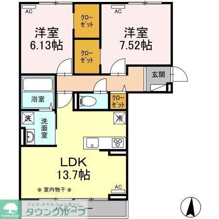 シャーレアン(2LDK/2階)の間取り写真